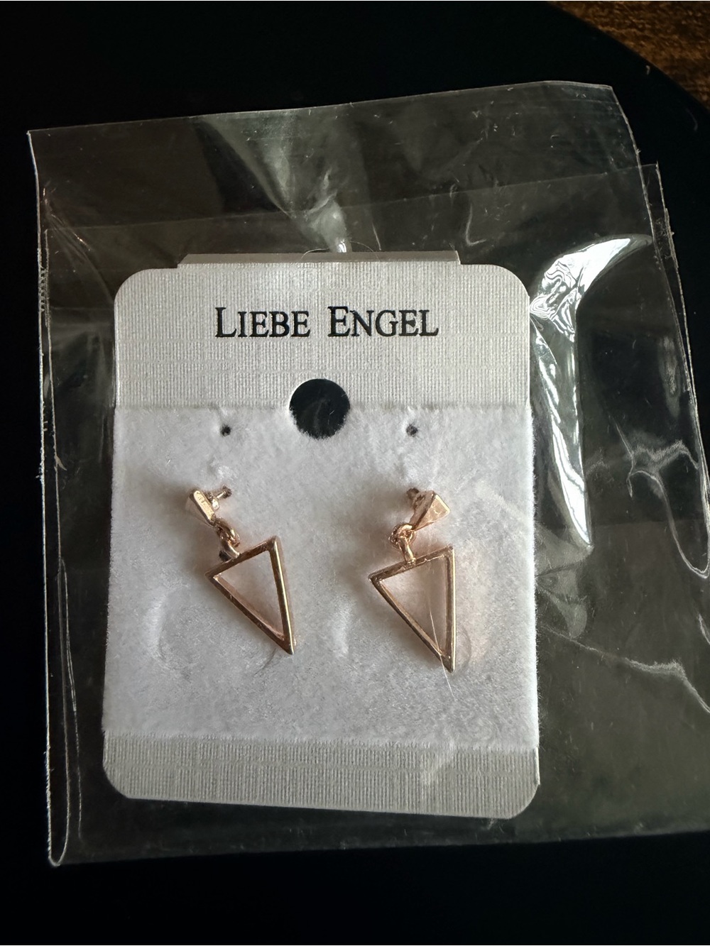 Rose Gold Open Triangle Drop Earrings